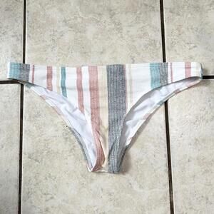 Roxy Striped Surf Vacation Hawaii Cheeky Bikini Bottom Swimwear Women's Large